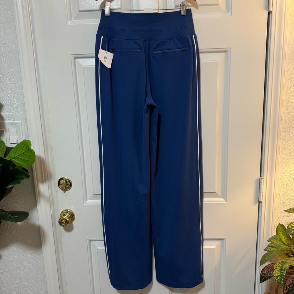 NWT Athleta Venice High Rise Track Stripe Wide Leg Pant Blue Sz Small Tall $119 - Picture 6 of 10